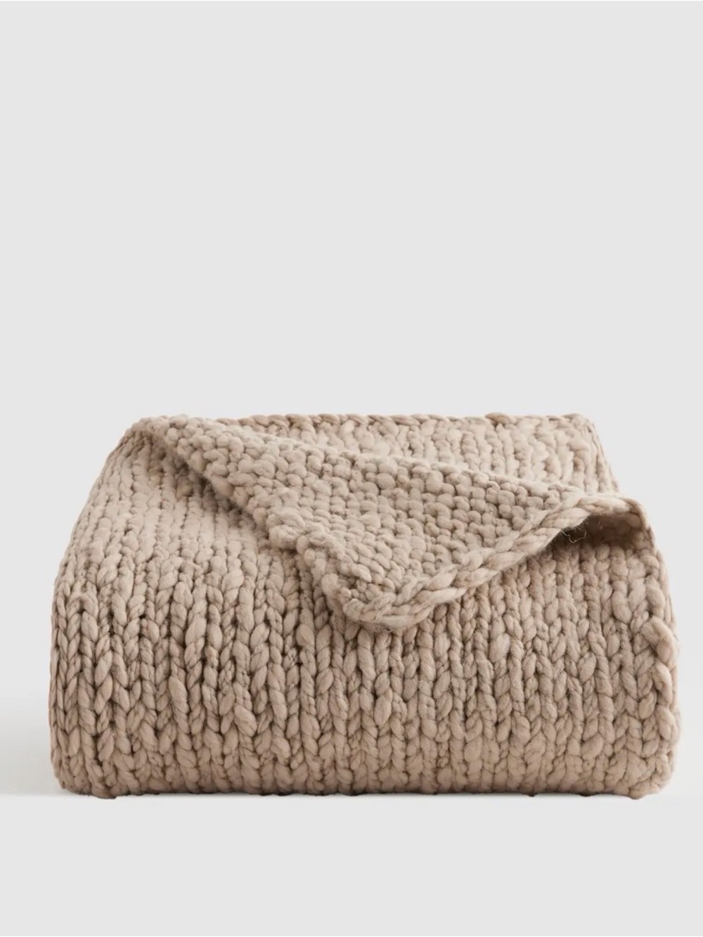 Quince Chunky Hand Knit Wool Throw in Neutral